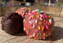 Berkeley Donuts’ Strawberry Glazed Chocolate Potato Cake Donut Holes