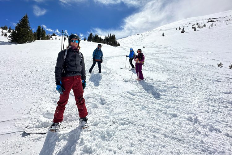 Group on snowy mountain side
