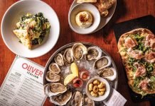 Whipped ricotta & truffle honey, Oliver’s exclusive La Dolce Vita oysters, Tuscan kale caesar, and the fig & pig pinsa