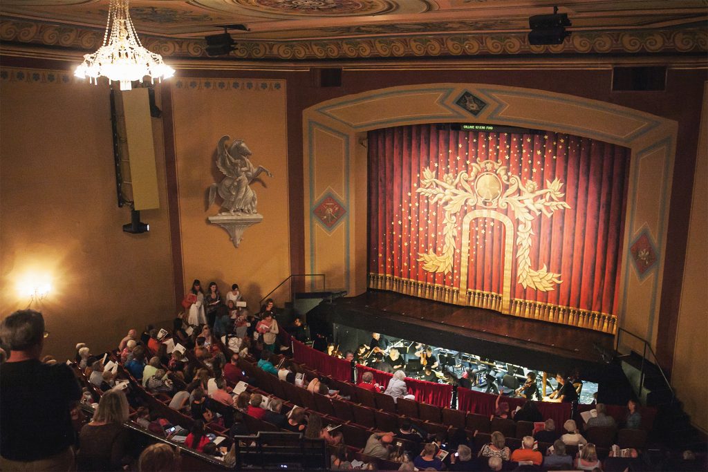 Audience seated before of stage