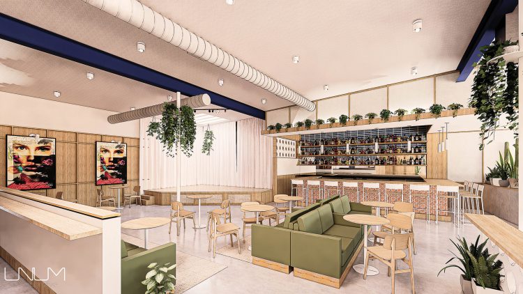 Rendering of Two Moons Music Hall interior