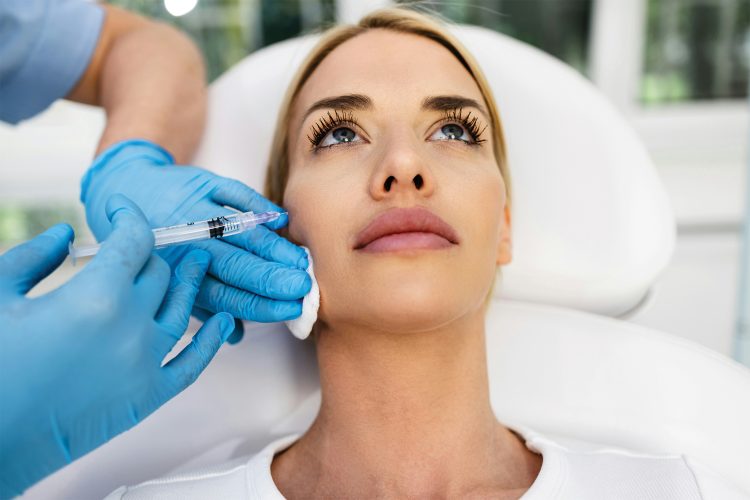 Woman getting injection