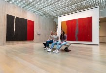 Visitors viewing art at the Clyfford Still Museum