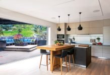 Fun and Cozy Boulder Home Designed by Jennifer Rhode Kitchen and outdoor area