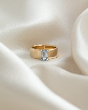 The Maya 1.76 ct Emerald Cut Pale Blue Sapphire Solitaire