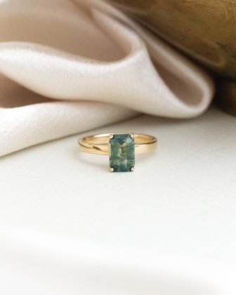 The Octavia 2.26 ct Emerald Cut Teal Sapphire Solitaire