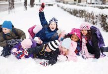 Group of children in winter coats