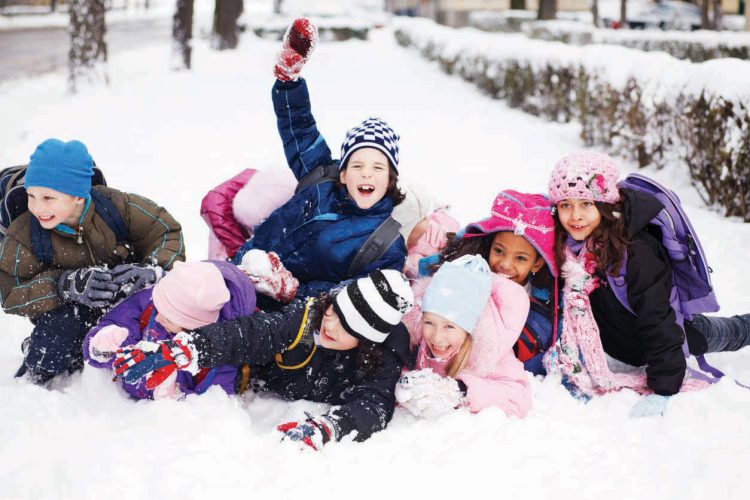 Group of children in winter coats