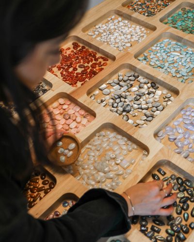 Woman picking out stones
