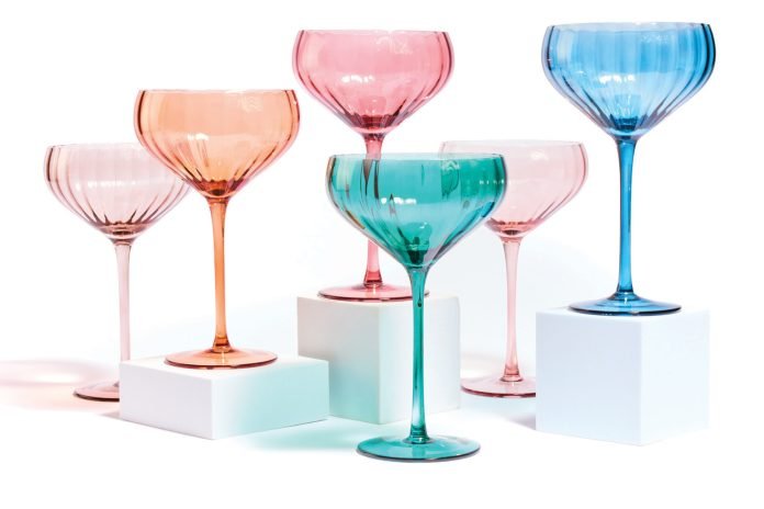 Vintage Tulip Shaped Wine Glasses