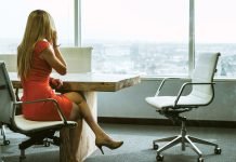 Woman in office meeting room