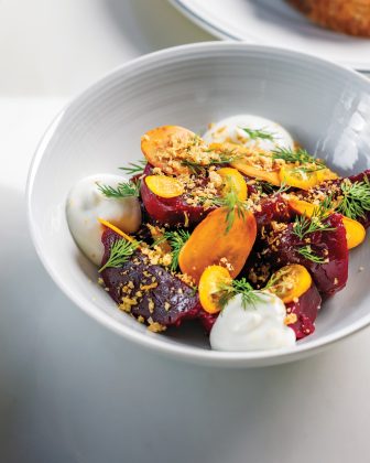 Beets with blood oranges and ricotta.