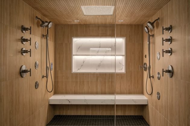 Shower area designed by Amy Tomlan.