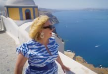 Kathy McCabe overlooking the sea.