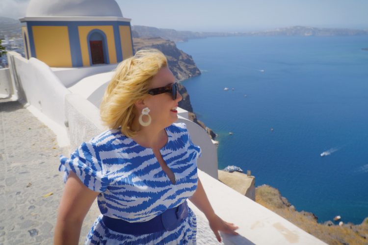 Kathy McCabe overlooking the sea.