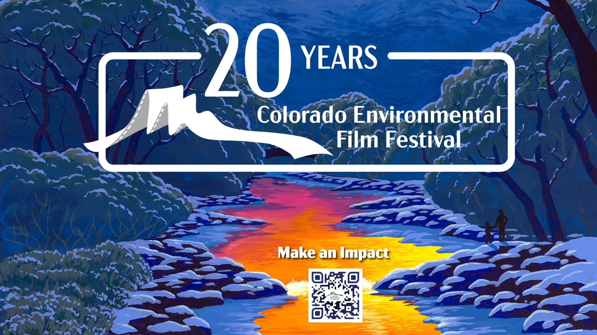 Festival poster featuring bold text for the 2026 Colorado Environmental Film Festival with nature‑inspired graphics and imagery symbolizing environmental themes and cinematic storytelling.