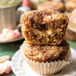 Half Baked Harvest's carrot cake muffins with cream cheese.