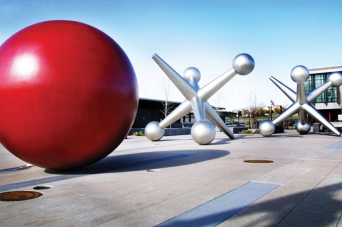 Sculptures outside of Parker Arts.