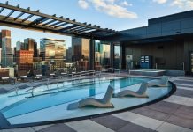 The Rally Hotel rooftop pool.