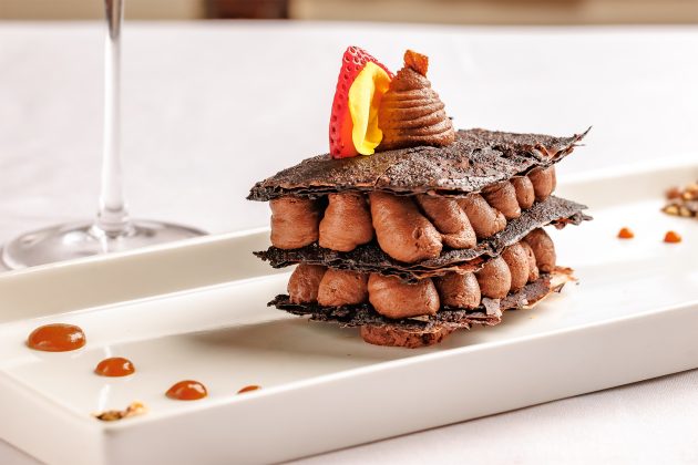 Dark chocolate mousse mille-feuille from Evoke 1923.