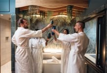 Customers cheers at Oakwell Beer Spa.