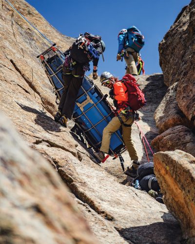 The Alpine Rescue Team on a climbing rescue. 