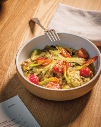 The purple barley fazzoletti dish at Pasque.