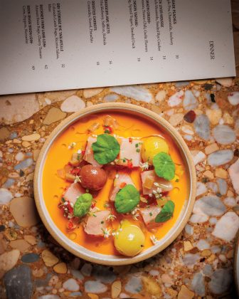 The hamachi crudo dish at Pasque.