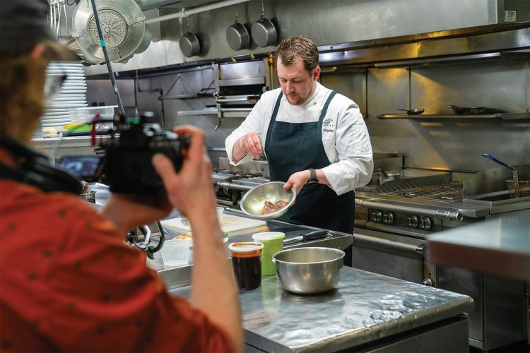 Flagstaff House’s co-owner and executive chef Chris Royster in the kitchen.