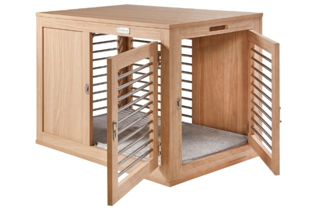 Tan dog crate from Boulderbarks.