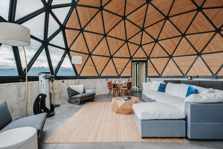 Inside of a dome at Kosmos Stargazing Resort & Spa.