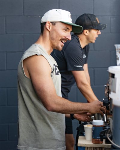Conar Ehring working at The Caffeinated Cowboy