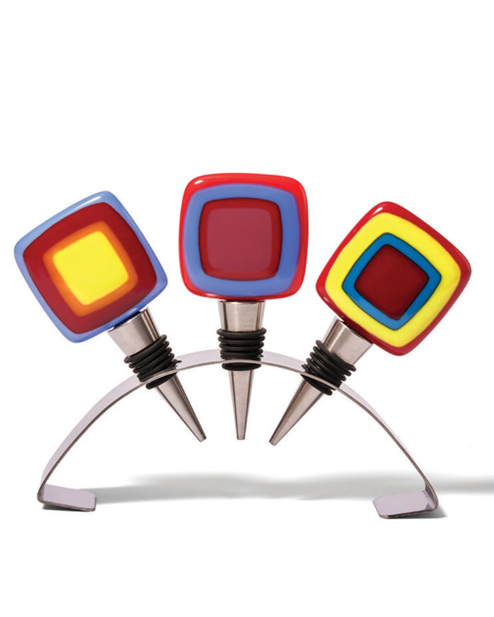 Glass wine stoppers from Helen Rudy Glass.