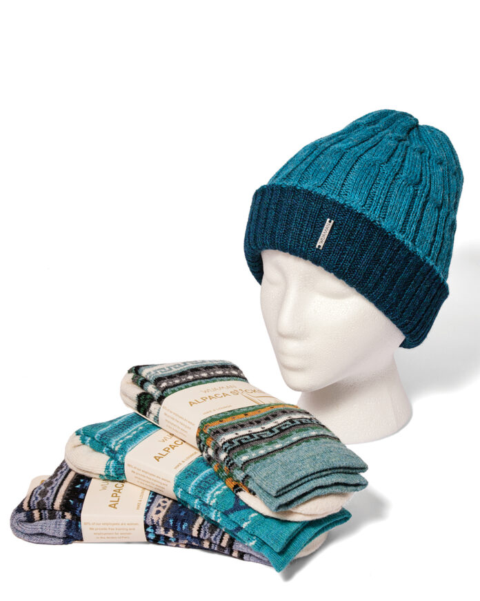 The Baby Alpaca Reversible Beanie and Fair Isle Alpaca Socks from WUAMAN.