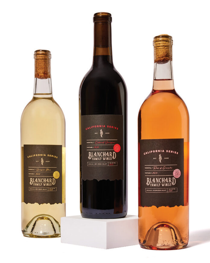 Bottles of wine from Blanchard Family Wine.