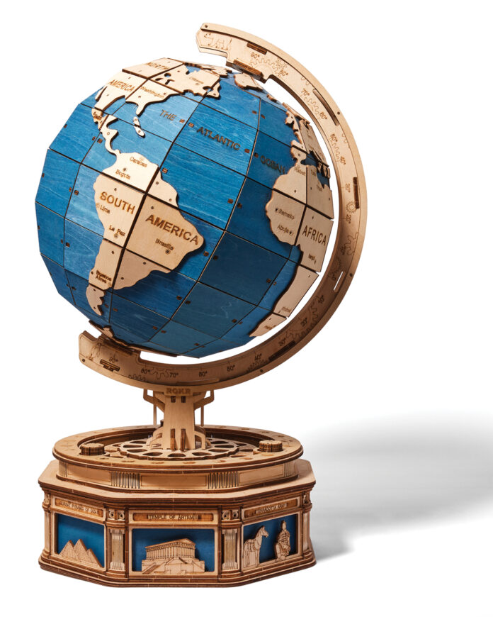 Globe display craft kit from MindCraft Makerspace.