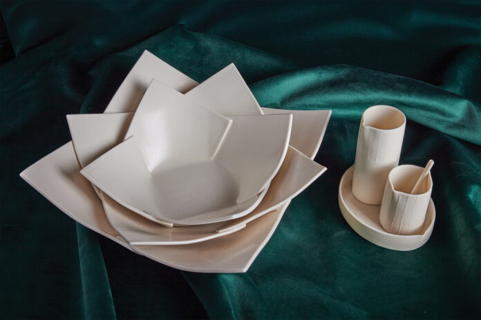 Lynda Ladwig’s Folded Bowl Set of 3 and Sugar and Cream Set.