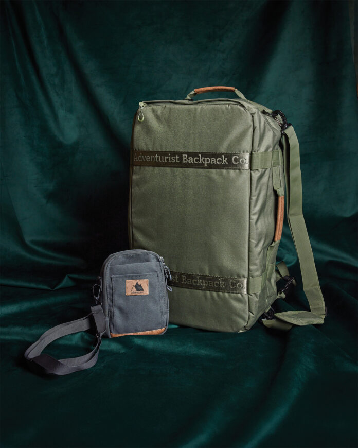 The Carry-On Duffle/Backpack, 45L and SideKick Crossbody Sling Bag from Adventurist Backpack Co.