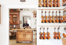 Will Scherer building a violin at Scherer Violin Shop.