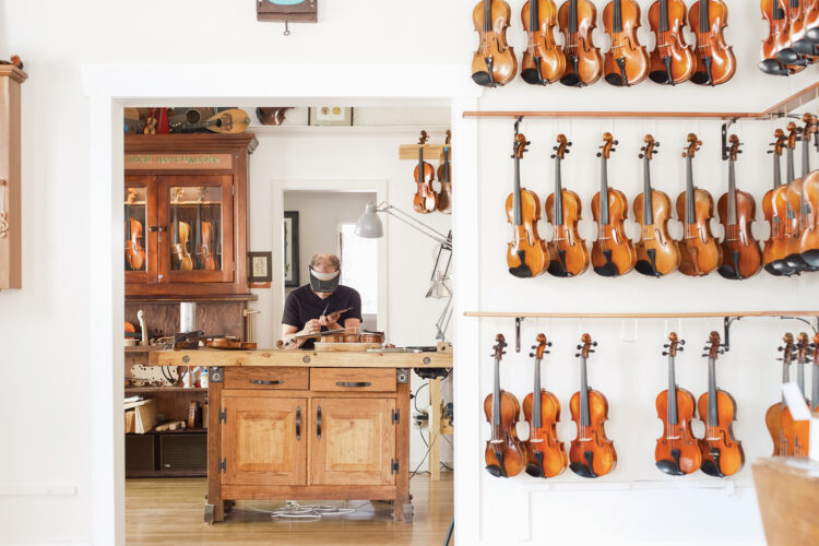 Will Scherer building a violin at Scherer Violin Shop.