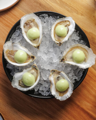 The oysters, cucumber and calamansi foam.