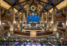 Holiday decor at Gaylord Rockies Resort.