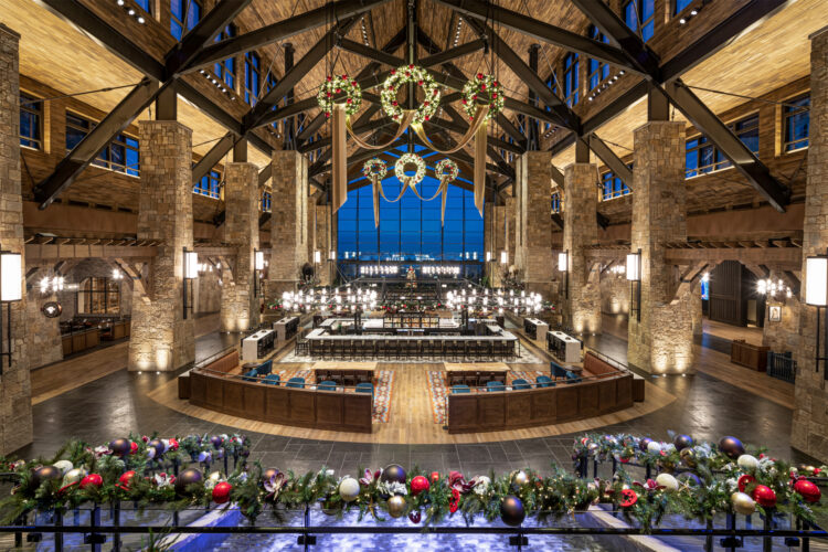 Holiday decor at Gaylord Rockies Resort.