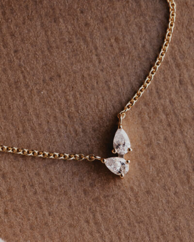 The Mini Two Pear Diamonds on Chain Necklace from Sarah O. Jewelry.