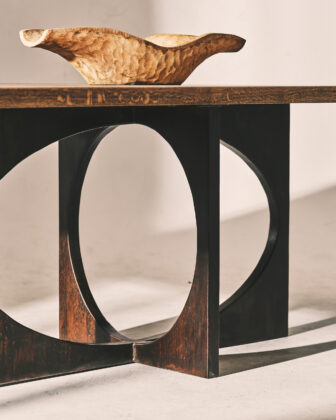 Table and wooden bowl by Ethos.