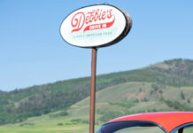 Road-Trip Eats: 5 Best Bites on the Way to Colorado’s Winter Adventures Exterior shot of Debbie's Drive In with a vintage car.