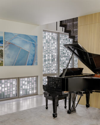 Piano room in Aspen's Music Box house.