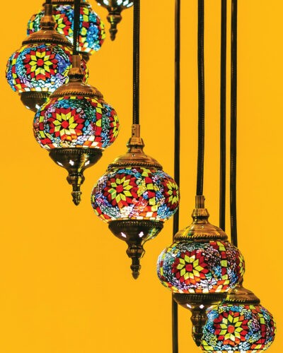 Mosaic lamps from crafting workshop