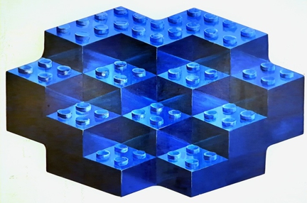 Stacked Legos to represent the Lego themed art show