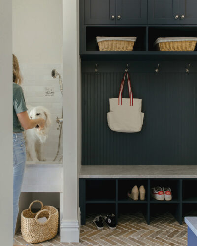 The dog wash in the mudroom of the Wash Park Home.